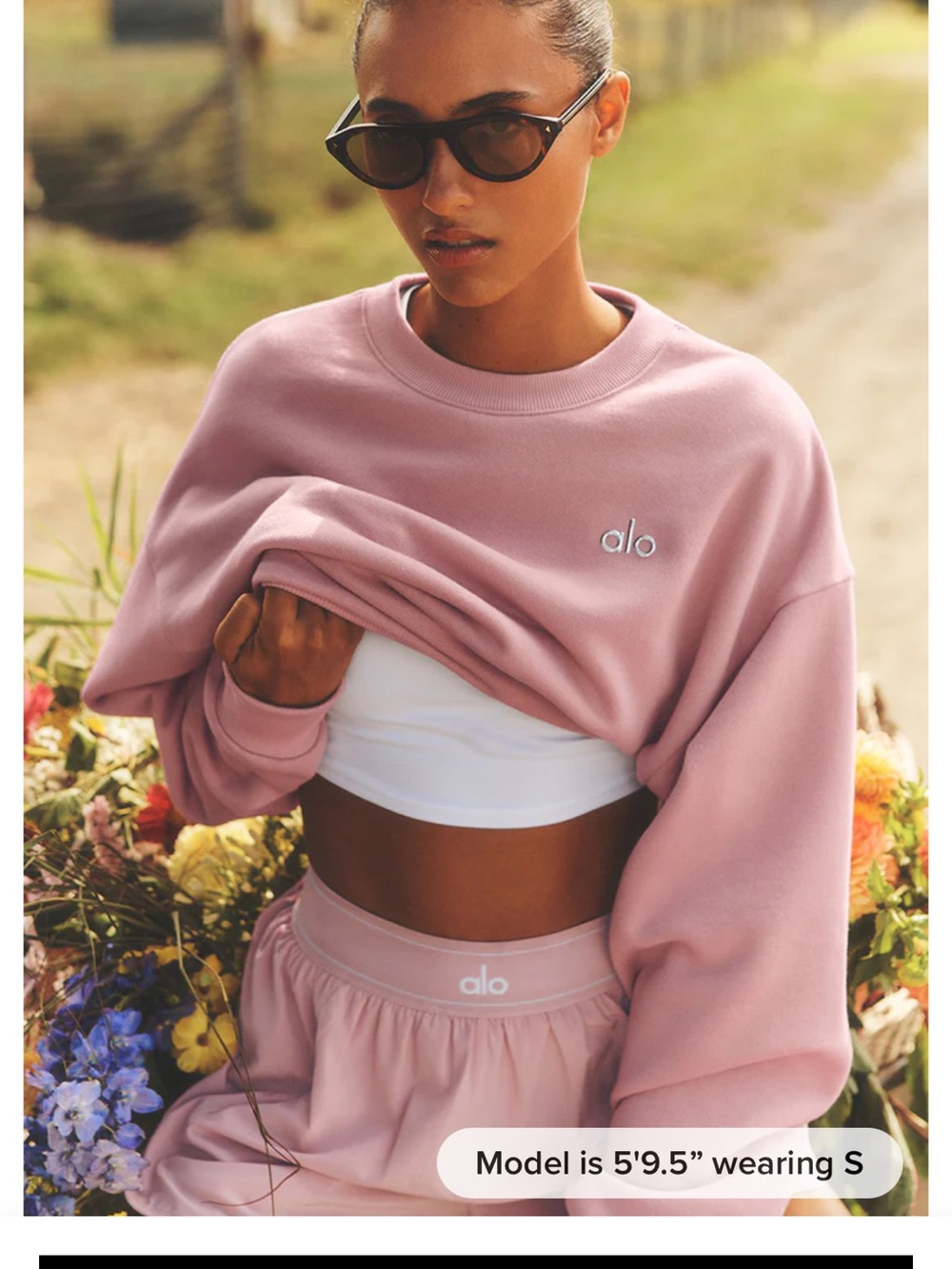 ALO Yoga Cropped Accolade Crewneck Sweatshirt Vintage Pink XS Excellent Cond!!